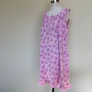 Pink Ruffled Hem and Collar Floral Nightgown Pullover Celestial Dream Large